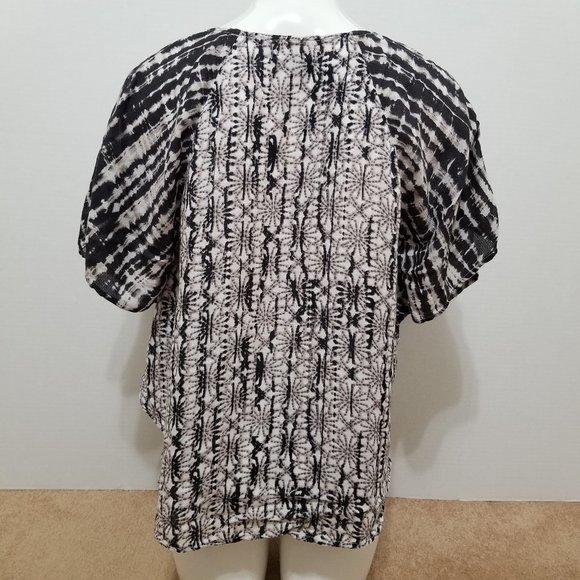 Lucky Brand top Small flowy v-neck abstract print dolman boho hippie - Picture 3 of 10